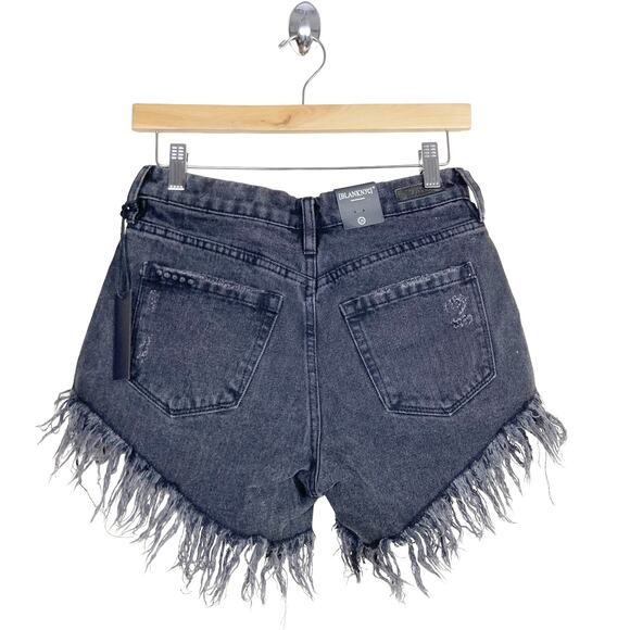 Blank NYC Black Cut Off Frayed High Waisted Shorts Sz 26 - Picture 4 of 8